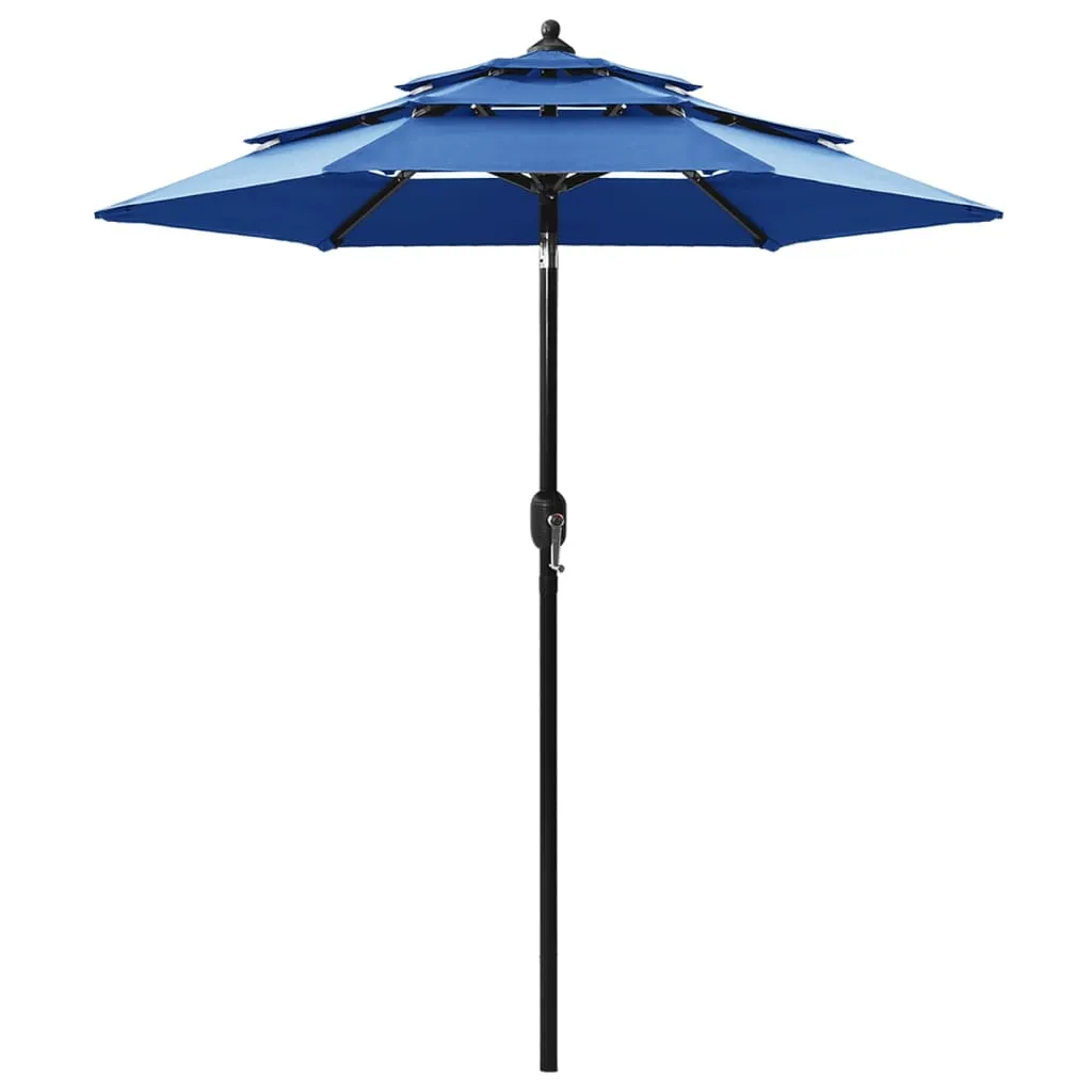 [SPECIAL]Blau HOMMIE Sonnenschirm mit Aluminium-Mast 3-lagig Azurblau 2 m& Sonnenschutze Möbel Dekoration Heim & Garten